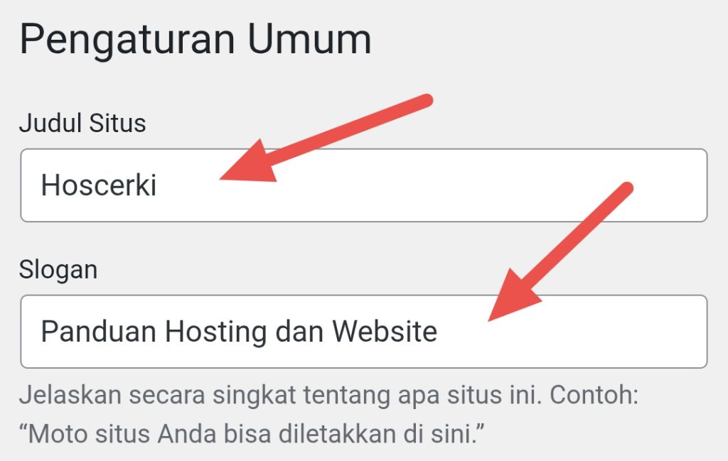 Judul situs dan slogan