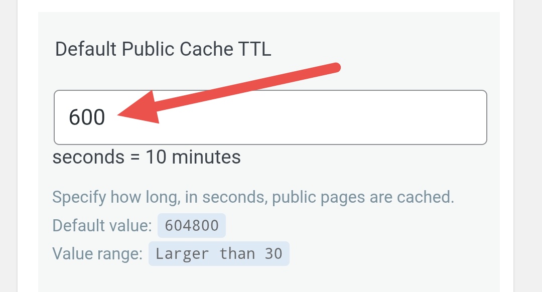 Default Public Cache TTL